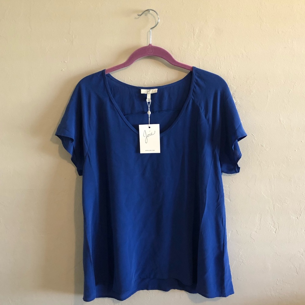 Joie Blue Silk Blouse Size Large